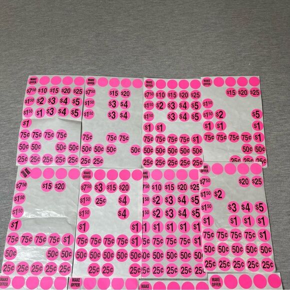 Sunburst Systems Priced & Numbered Garage Sale Stickers 12 PCS. Set - Pink - Picture 4 of 6